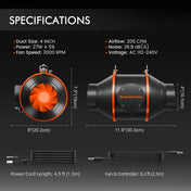 4" Rohrventilator programmierbar – 205 CFM, Spider Farmer
