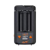 Storz & Bickel Mighty+ Vaporizer in Schwarz mit Temperaturanzeige und Bedienfeldern.