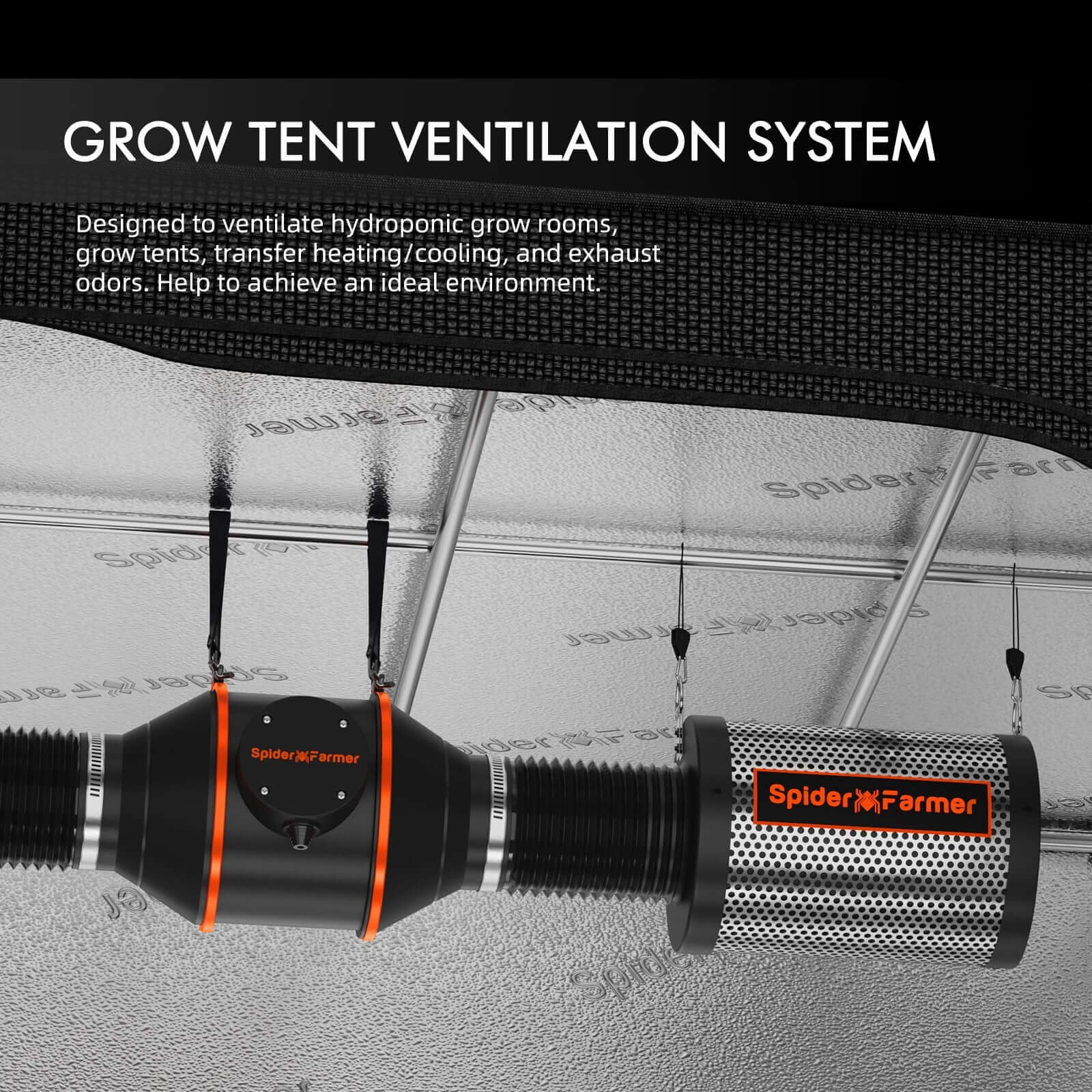 Abluftset 100mm mit Filter & Steuerung – Spider Farmer 4 Zoll