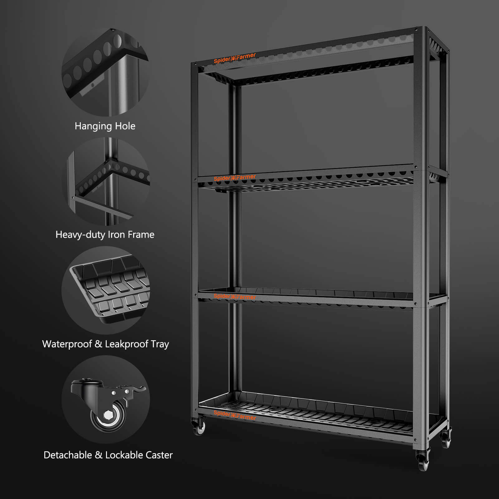 Grow-Set mit 3x SF600 LEDs & Regal – Spider Farmer Indoor