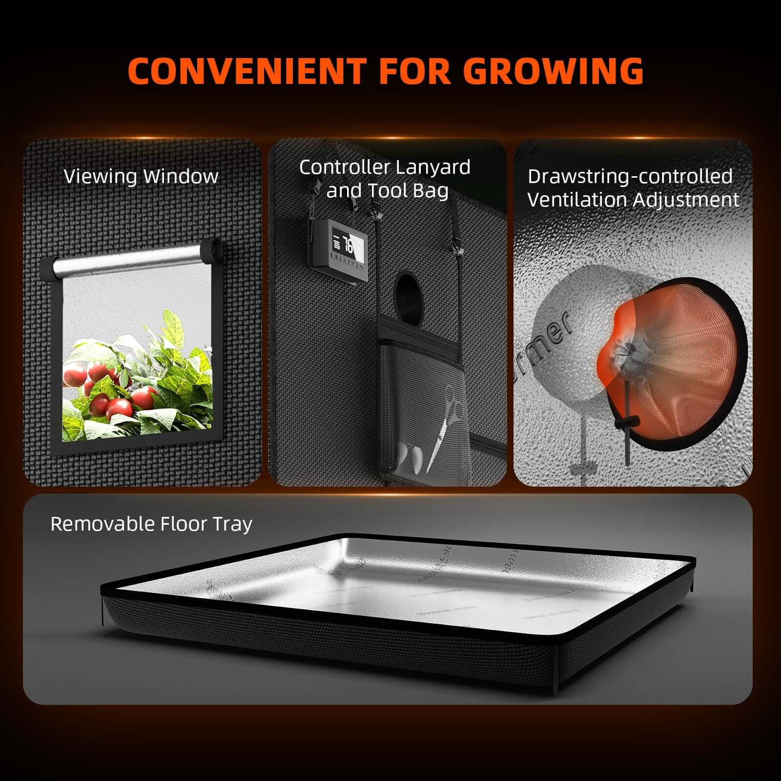 Growzelt 300x150x200cm – breite Indoor-Box für Großzucht Spider Farmer