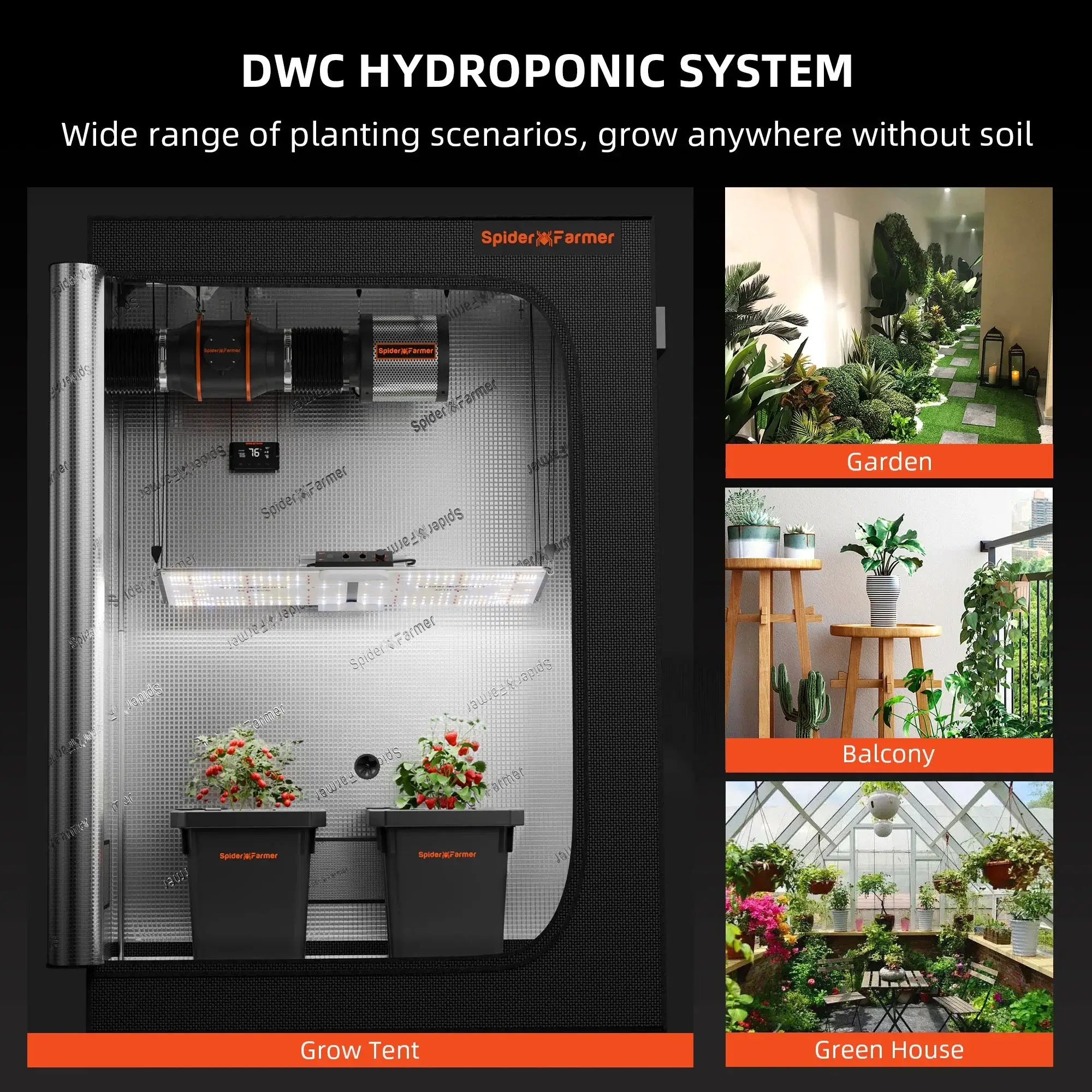 Hydroponik-System DWC 2er – mit Luftpumpe & Tank, Spider Farmer