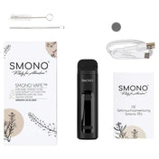 Smono 70s Vaporizer mit Zubehör und Anleitung, ideal für Kräuter und Extrakte, effizient und stilvoll.
