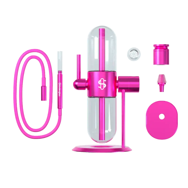 Stundenglass Gravity Infuser - Pink Vaporizer Set mit Zubehör für Kräuter, stilvoll und effizient.