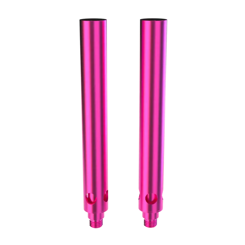 Zwei pinke Vaporizer-Rohre aus Aluminium für den Stundenglass Gravity Infuser.