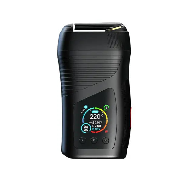 Wolkenkraft Live Vaporizer in schwarz, ideal für Kräuter und Extrakte, mit digitalem Display und eleganter Optik.