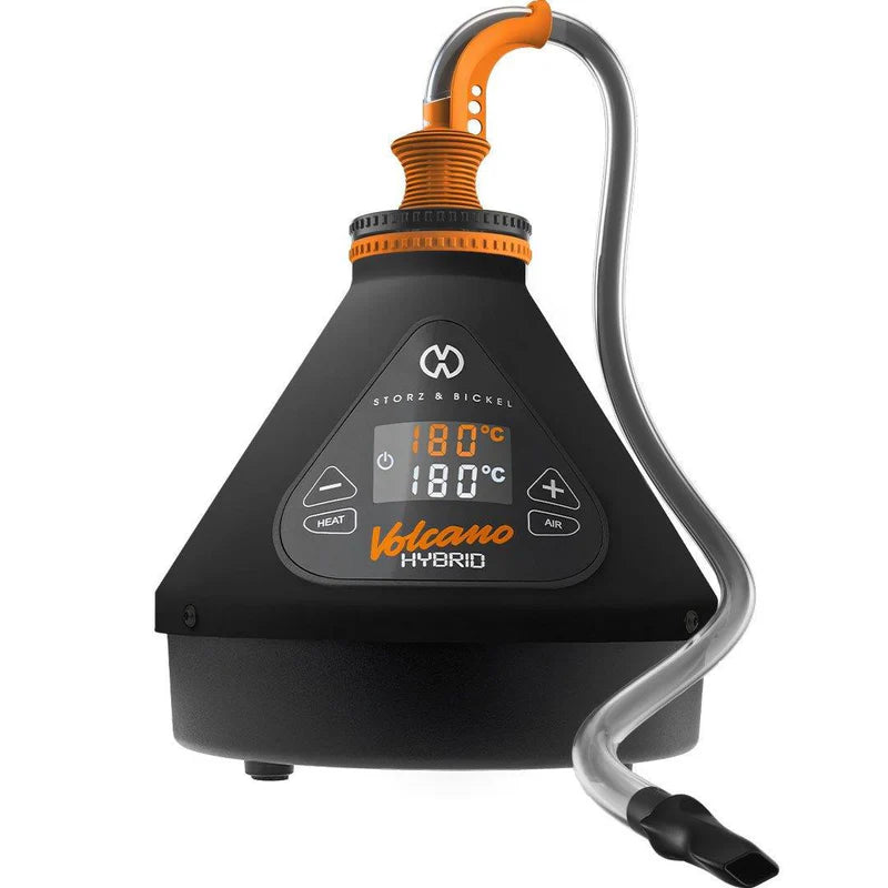 Storz & Bickel Volcano Hybrid schwarz Vaporizer für Kräuter mit digitalen Kontrollen und stylishem Design.